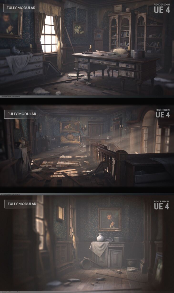 Abandoned Mansion – Fully Modular Asset Pack